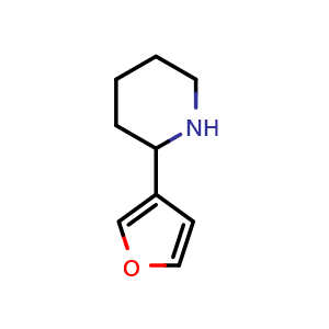Chemical structure of 2-(Furan-3-yl)piperidine , CAS 61900-33-2, AChemBlock AD254134