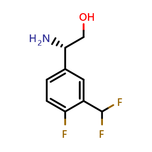 Chemical structure of (S)-2-Amino-2-(3-(difluoromethyl)-4-fluorophenyl)ethan-1-ol , CAS 1213049-71-8, AChemBlock AD254136