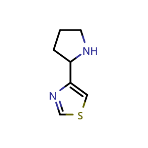 Chemical structure of 4-(Pyrrolidin-2-yl)thiazole , CAS 1190702-11-4, AChemBlock AD254138