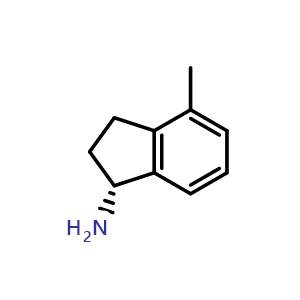 Chemical structure of (R)-4-Methyl-2,3-dihydro-1H-inden-1-amine , CAS 1201235-74-6, AChemBlock AD254154