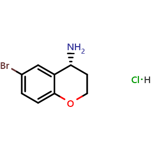 Chemical structure of (4R)-6-Bromo-3,4-dihydro-2H-1-benzopyran-4-amine hydrochloride , CAS 2088960-09-0, AChemBlock AD254159