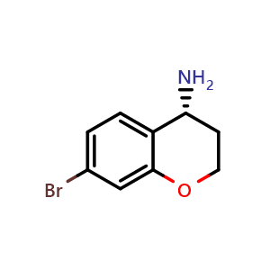 Chemical structure of (4R)-7-bromo-3,4-dihydro-2h-1-benzopyran-4-amine , CAS 1213351-82-6, AChemBlock AD254180