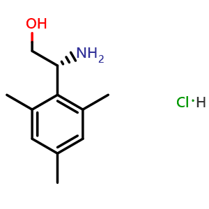 Chemical structure of (R)-2-Amino-2-mesitylethan-1-ol hydrochloride , AChemBlock AD254189