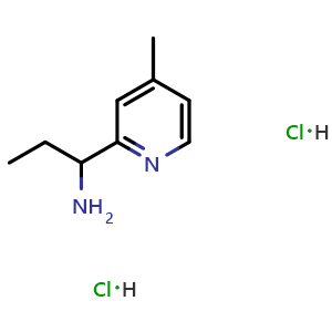 Chemical structure of 1-(4-Methylpyridin-2-yl)propan-1-amine dihydrochloride , CAS 2103401-00-7, AChemBlock AD254190