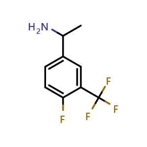 Chemical structure of 1-[4-Fluoro-3-(trifluoromethyl)phenyl]ethan-1-amine , CAS 1098068-92-8, AChemBlock AD254198