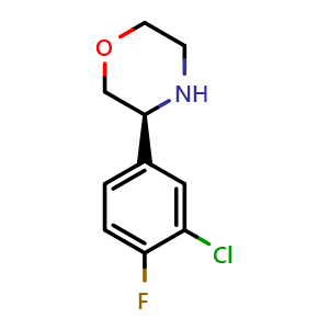 Chemical structure of (S)-3-(3-Chloro-4-fluorophenyl)morpholine , CAS 1213138-22-7, AChemBlock AD254200
