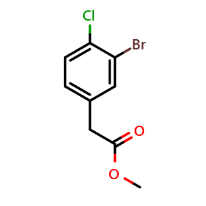 Chemical structure of Methyl 2-(3-bromo-4-chlorophenyl)acetate , CAS 960304-99-8, AChemBlock AD254204