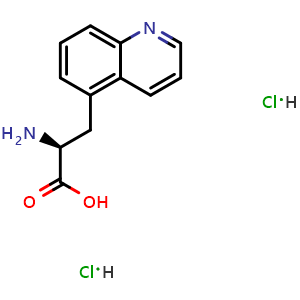 Chemical structure of (S)-2-Amino-3-(quinolin-5-yl)propanoic acid dihydrochloride , AChemBlock AD254205