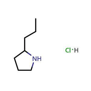 Chemical structure of 2-Propylpyrrolidine hydrochloride , CAS 1609407-52-4, AChemBlock AD254212