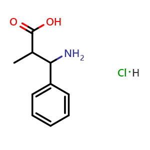 Chemical structure of 3-Amino-2-methyl-3-phenylpropanoic acid hydrochloride , CAS 180182-02-9, AChemBlock AD254214