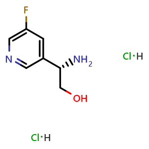 Chemical structure of (S)-2-Amino-2-(5-fluoropyridin-3-yl)ethan-1-ol dihydrochloride , AChemBlock AD254216