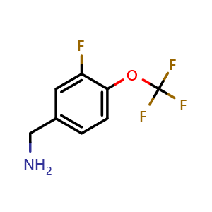 Chemical structure of 3-Fluoro-4-(trifluoromethoxy)benzylamine , CAS 886499-13-4, AChemBlock AD254221