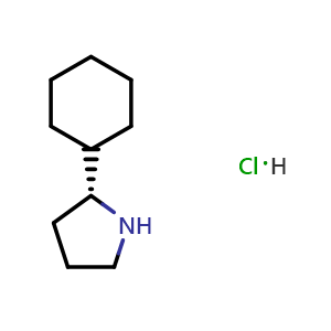 Chemical structure of (R)-2-Cyclohexylpyrrolidine hydrochloride , CAS 1384268-81-8, AChemBlock AD254222