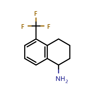 Chemical structure of 5-(Trifluoromethyl)-1,2,3,4-tetrahydronaphthalen-1-amine , CAS 1337692-68-8, AChemBlock AD254224
