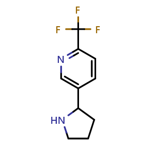 Chemical structure of 5-(Pyrrolidin-2-yl)-2-(trifluoromethyl)pyridine , CAS 1245916-00-0, AChemBlock AD254233