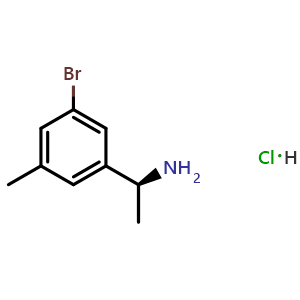 Chemical structure of (S)-1-(3-Bromo-5-methylphenyl)ethan-1-amine hydrochloride , AChemBlock AD254235