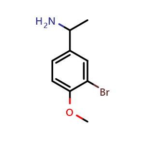 Chemical structure of 1-(3-Bromo-4-methoxyphenyl)ethan-1-amine , CAS 634150-47-3, AChemBlock AD254238
