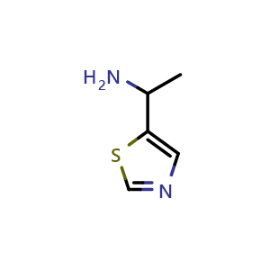 Chemical structure of 1-(Thiazol-5-yl)ethanamine , CAS 1017480-28-2, AChemBlock AD254250