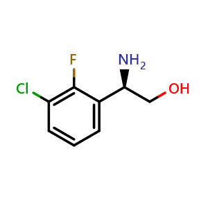 Chemical structure of (R)-2-Amino-2-(3-chloro-2-fluorophenyl)ethanol , CAS 1213319-67-5, AChemBlock AD254251