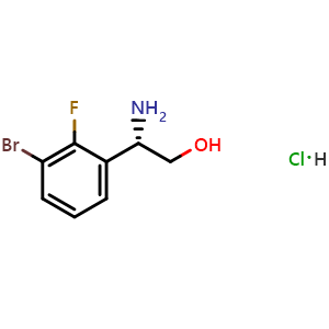 Chemical structure of (S)-2-Amino-2-(3-bromo-2-fluorophenyl)ethan-1-ol hydrochloride , AChemBlock AD254259