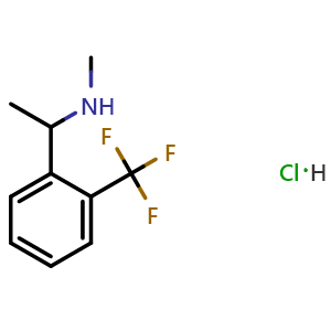 Chemical structure of N-Methyl-1-(2-(trifluoromethyl)phenyl)ethan-1-amine hydrochloride , AChemBlock AD254265