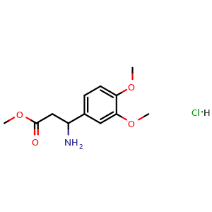 Chemical structure of 3-Amino-3-(3,4-dimethoxy-phenyl)-propionic acidmethyl ester hydrochloride , CAS 34841-03-7, AChemBlock AD254272