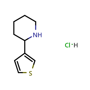 Chemical structure of 2-(3-Thienyl) piperidine hydrochloride , CAS 1187173-80-3, AChemBlock AD254284