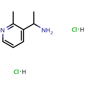 Chemical structure of 1-(2-Methylpyridin-3-yl)ethan-1-amine dihydrochloride , CAS 2445792-45-8, AChemBlock AD254288