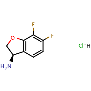 Chemical structure of (R)-6,7-Difluoro-2,3-dihydrobenzofuran-3-amine hydrochloride , AChemBlock AD254293