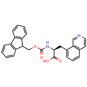 Chemical structure of (S)-2-((((9H-Fluoren-9-yl)methoxy)carbonyl)amino)-3-(isoquinolin-8-yl)propanoic acid , CAS 2892390-45-1, AChemBlock AD254295