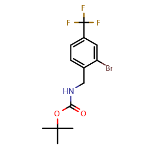 Chemical structure of tert-Butyl (2-bromo-4-(trifluoromethyl)benzyl)carbamate , CAS 2806909-68-0, AChemBlock AD254296