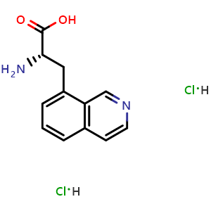 Chemical structure of (S)-2-Amino-3-(isoquinolin-8-yl)propanoic acid dihydrochloride , AChemBlock AD254300