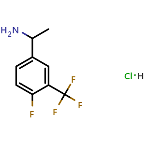 Chemical structure of 1-(4-Fluoro-3-(trifluoromethyl)phenyl)ethanamine hydrochloride , CAS 1131739-78-0, AChemBlock AD254302