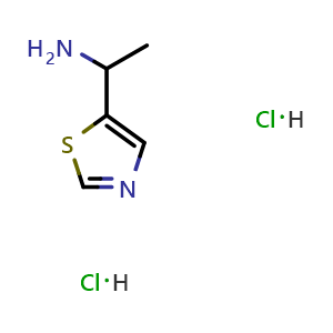 Chemical structure of 1-(Thiazol-5-yl)ethanamine dihydrochloride , CAS 2137783-24-3, AChemBlock AD254304