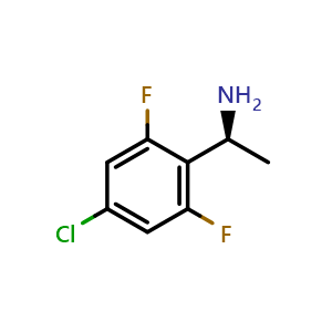 Chemical structure of (S)-1-(4-Chloro-2,6-difluorophenyl)ethan-1-amine , CAS 1241684-20-7, AChemBlock AD254305
