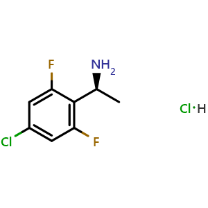Chemical structure of (S)-1-(4-Chloro-2,6-difluorophenyl)ethan-1-amine  dihydrochloride , CAS 2990905-94-5, AChemBlock AD254306
