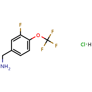 Chemical structure of (3-Fluoro-4-(trifluoromethoxy)phenyl)methanamine hydrochloride , AChemBlock AD254307