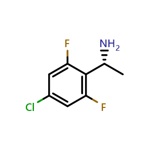 Chemical structure of (R)-1-(4-Chloro-2,6-difluorophenyl)ethan-1-amine , CAS 1241677-71-3, AChemBlock AD254310