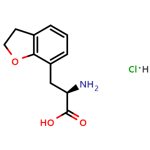 Chemical structure of (2R)-2-Amino-3-(2,3-dihydro-1-benzofuran-7-yl)propanoic acid HCl , CAS 1335478-16-4, AChemBlock AD254331