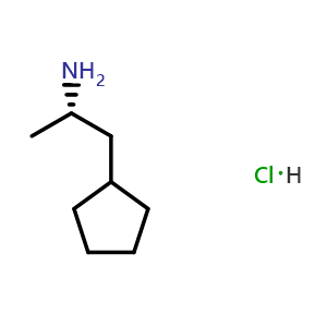 Chemical structure of (S)-1-Cyclopentylpropan-2-amine hydrochloride , AChemBlock AD254338