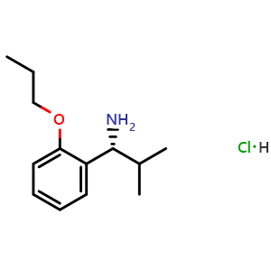 Chemical structure of (R)-2-Methyl-1-(2-propoxyphenyl)propan-1-amine hydrochloride , CAS 1391429-75-6, AChemBlock AD254341