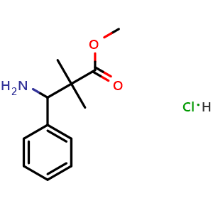 Chemical structure of Methyl 3-amino-2,2-dimethyl-3-phenylpropanoate hydrochloride , CAS 1394041-26-9, AChemBlock AD254355