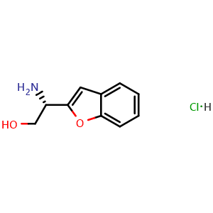 Chemical structure of (S)-2-Amino-2-(benzofuran-2-yl)ethan-1-ol hydrochloride , AChemBlock AD254364