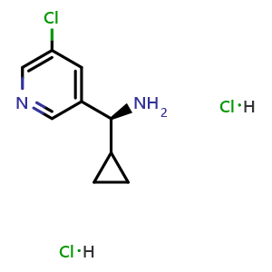 Chemical structure of (1S)(5-Chloro(3-pyridyl))cyclopropylmethylamine 2HCl , AChemBlock AD254375