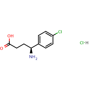 Chemical structure of (S)-4-Amino-4-(4-chlorophenyl)butanoic acid hydrochloride , CAS 1391480-34-4, AChemBlock AD254376