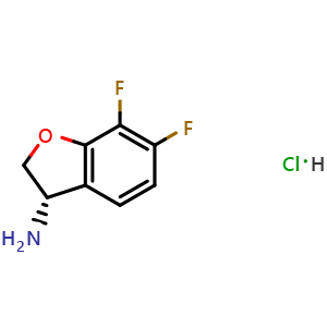 Chemical structure of (S)-6,7-Difluoro-2,3-dihydrobenzofuran-3-amine hydrochloride , AChemBlock AD254378