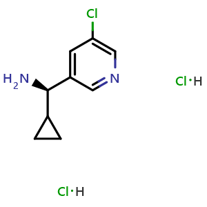 Chemical structure of (1R)(5-Chloro(3-pyridyl))cyclopropylmethylamine 2HCl , AChemBlock AD254379