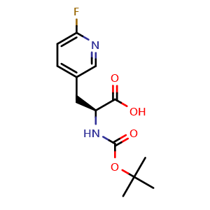 Chemical structure of (S)-2-((tert-Butoxycarbonyl)amino)-3-(6-fluoropyridin-3-yl)propanoic acid , CAS 2349603-58-1, AChemBlock AD254385
