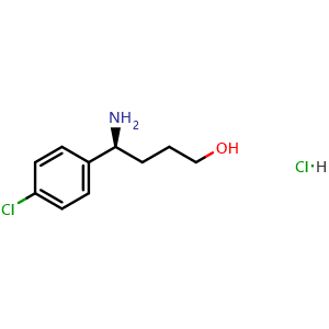 Chemical structure of (S)-4-Amino-4-(4-chlorophenyl)butan-1-ol hydrochloride , CAS 2990148-40-6, AChemBlock AD254387