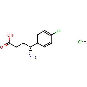 Chemical structure of (R)-4-Amino-4-(4-chlorophenyl)butanoic acid hydrochloride , CAS 1391399-68-0, AChemBlock AD254389